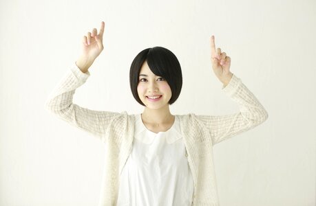 Woman girl pointing finger