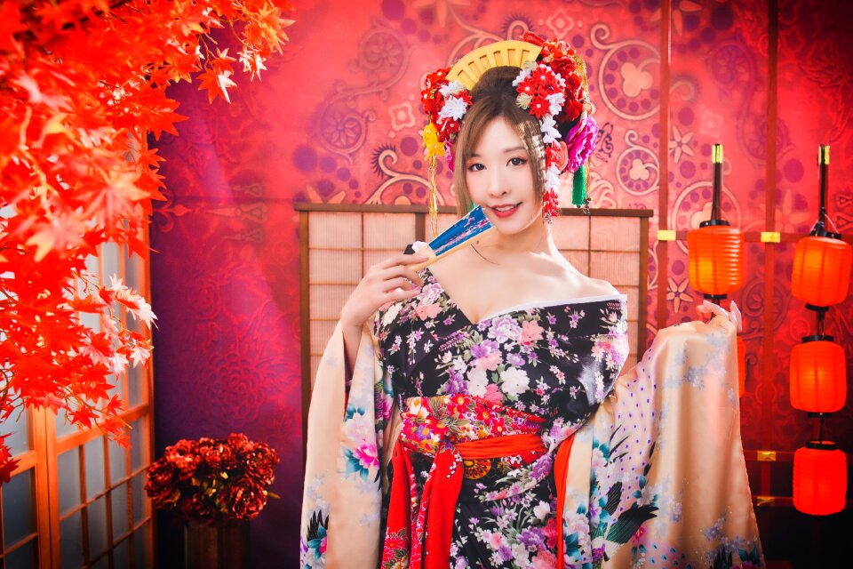 Oiran woman girl portrait