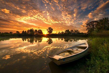 Boat lake sunset photo