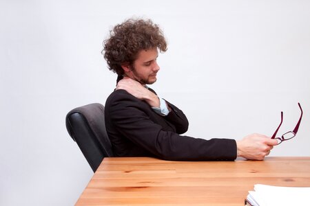 Business man neck tension