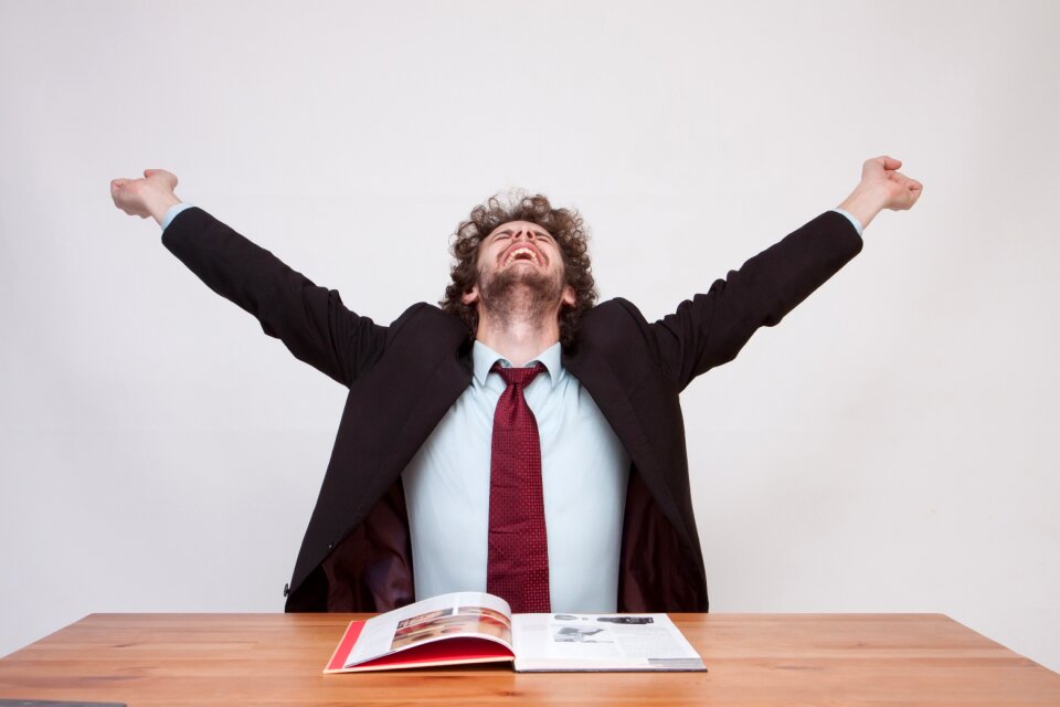 Business man tired stretch