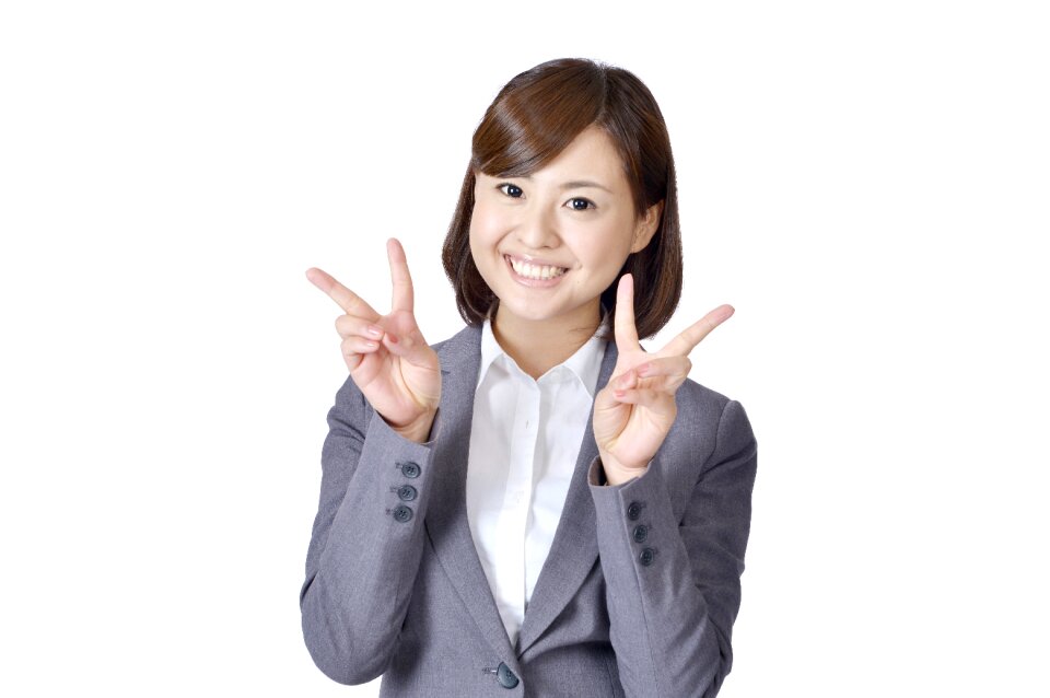 Businessman v sign