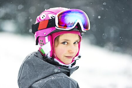 Child girl winter sports