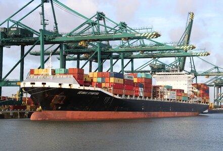 Container ship gantry crane photo