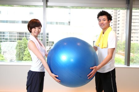Couple excercise ball photo