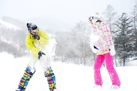 Couple winter snow