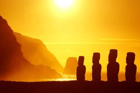 Easter island moai sunset photo