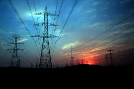 Electricity pylon sunset
