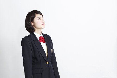 Female student look up