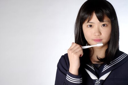 Female student toothbrush
