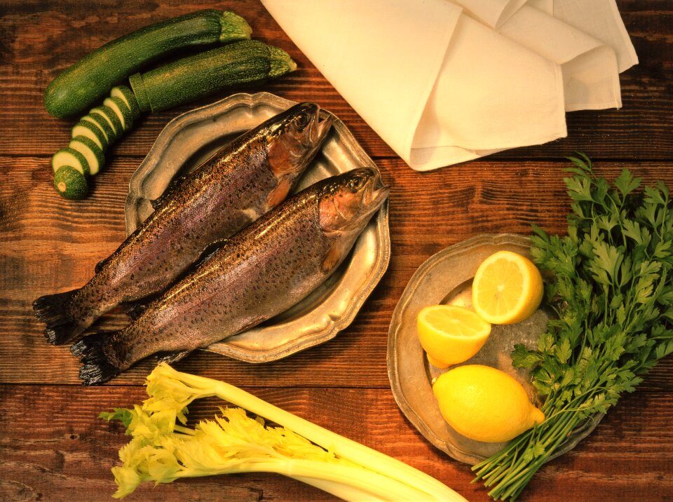 Food trout vegetables