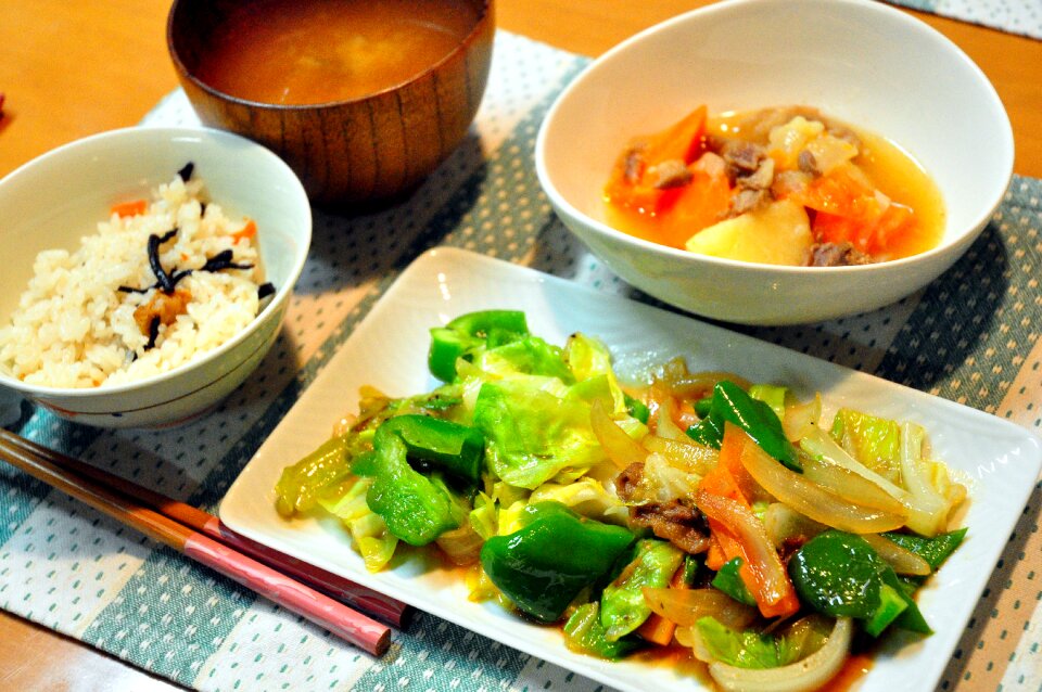 Fried vegetables food