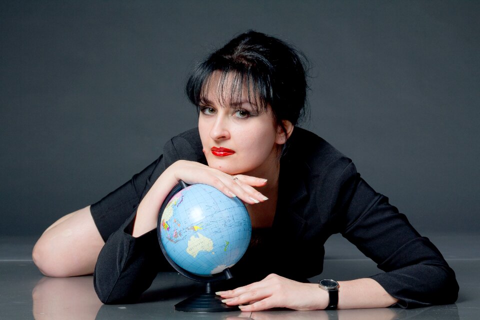 Globe business woman