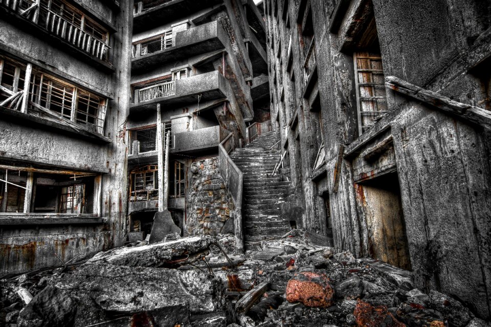 Hashima island abandoned building