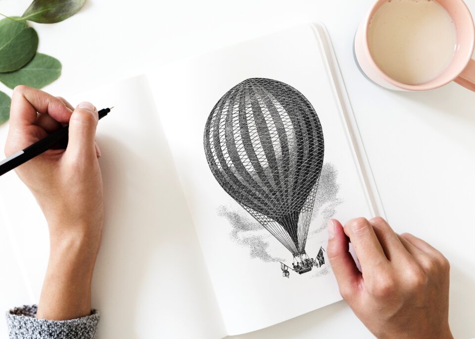 Hot air balloon drawing