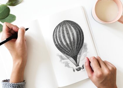 Hot air balloon drawing