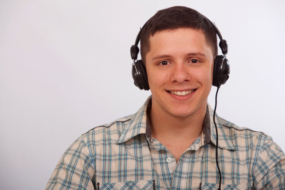 Man portrait headphone