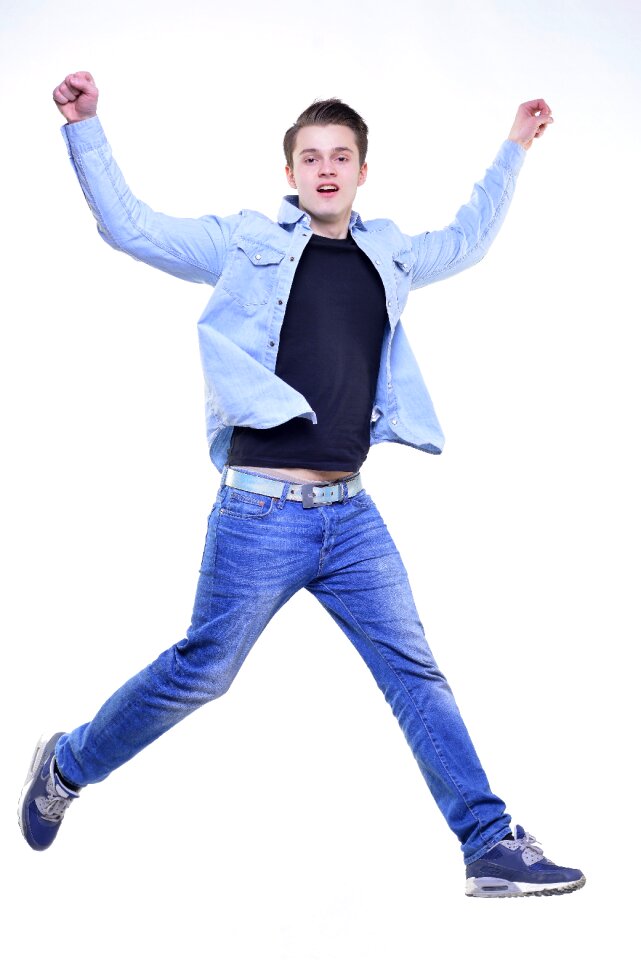 Man portrait jump