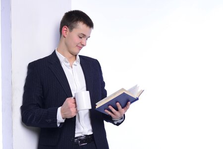 Man portrait reading book photo