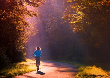 Morning sunbeam jogging