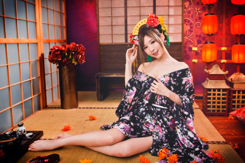Oiran woman girl portrait