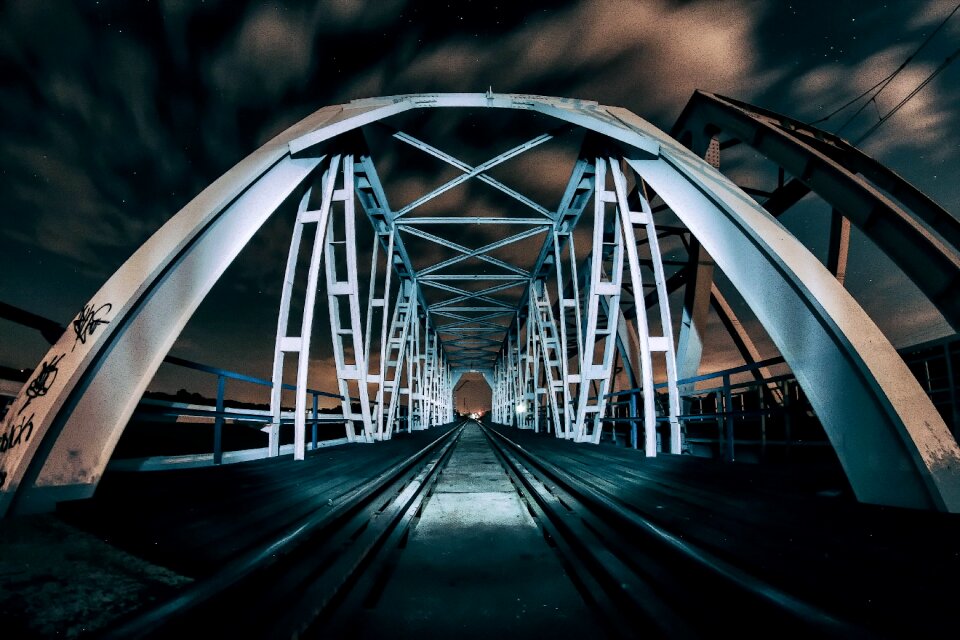 Railway bridge night