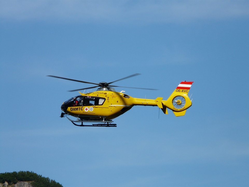 Ambulance helicopter flying aviation