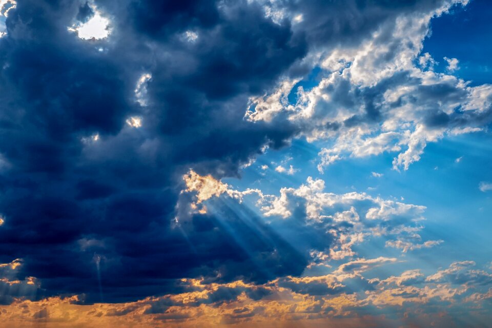 Sky clouds sun beam