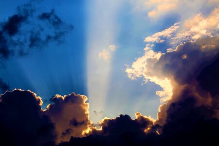 Sky clouds sunbeam