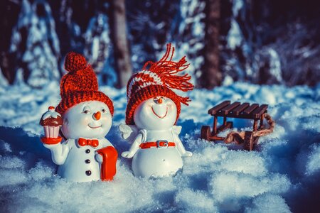 Snowman sled winter