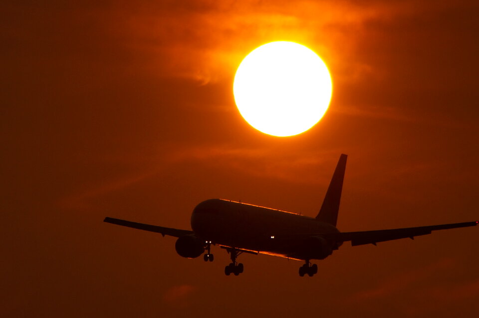 Sunset aircraft airliner