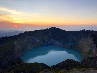 Volcano lake sunrise