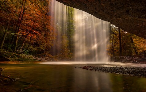 Waterfall forest autumn photo