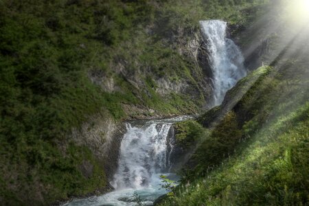 Waterfall river sunbeam