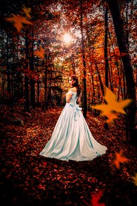 Woman girl autumn forest
