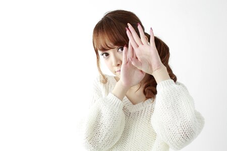 Woman girl cover face