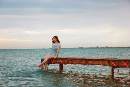 Woman girl pier
