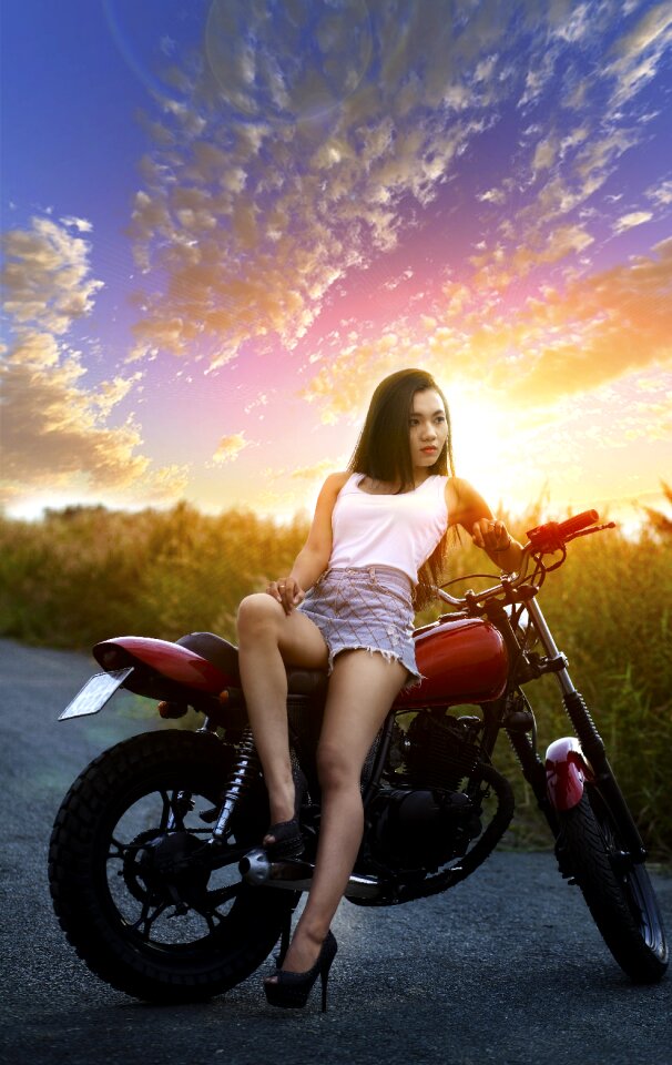 Woman girl portrait bike