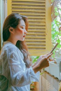 Woman girl portrait book