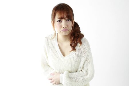 Woman girl portrait stomachache