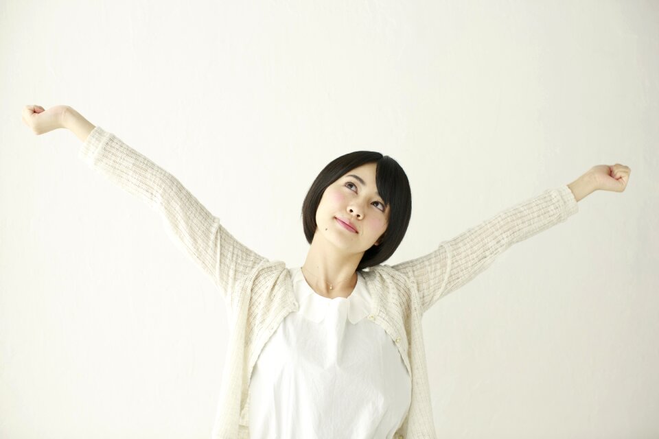 Woman girl portrait streching