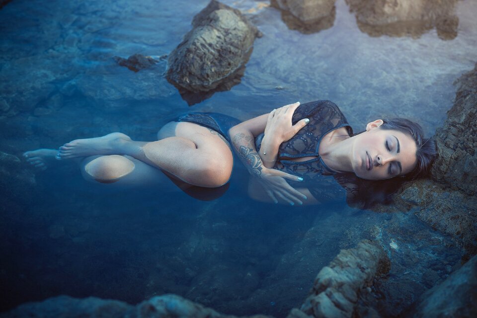 Woman girl portrait water