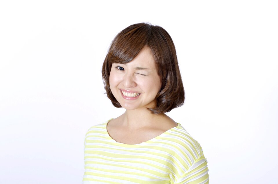 Woman girl portrait wink