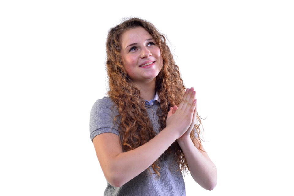 Woman girl pray wish