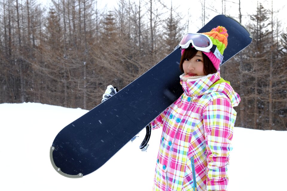 Woman girl snowboarding sports