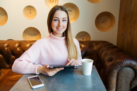 Woman girl tablet pc
