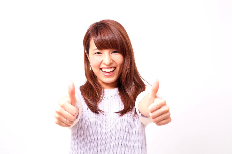 Woman girl thumbs up