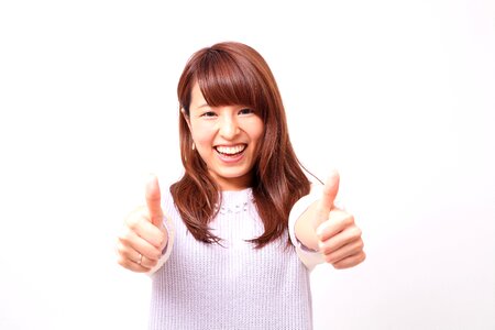 Woman girl thumbs up