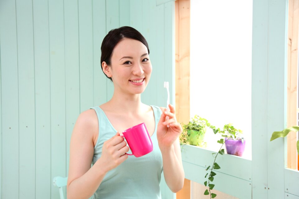 Woman girl toothbrush