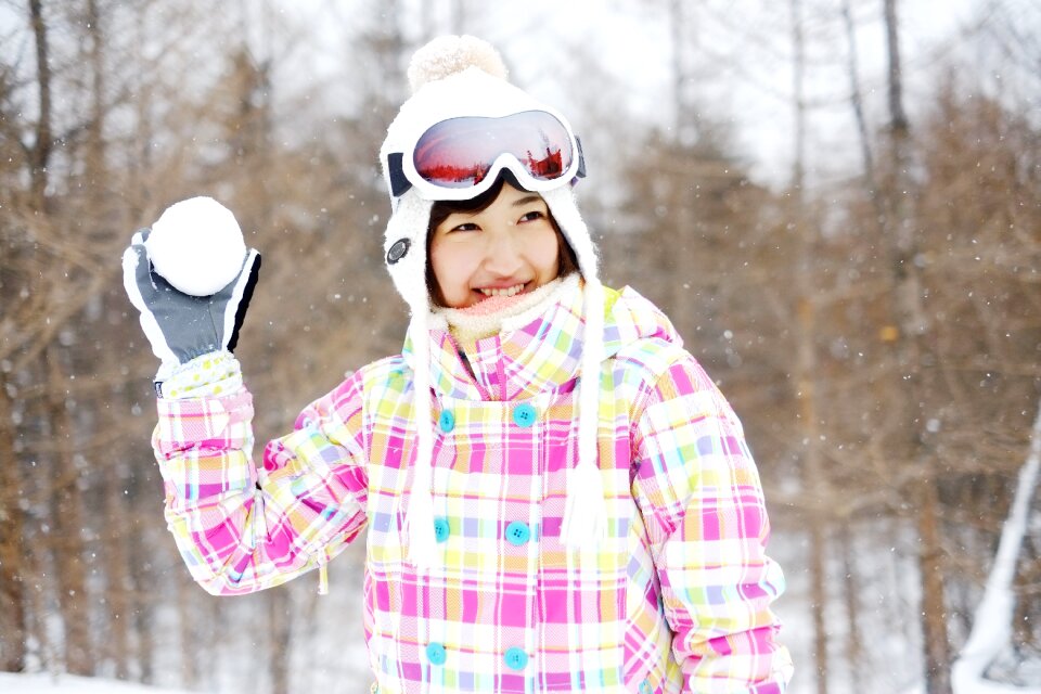 Woman girl winter snow
